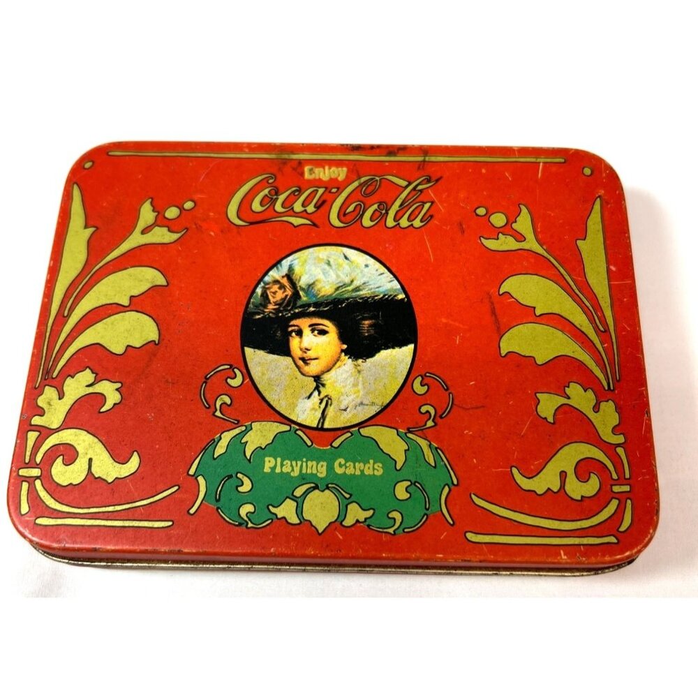Vintage Coca-Cola Playing Cards Tin Box With Victorian Lady Design